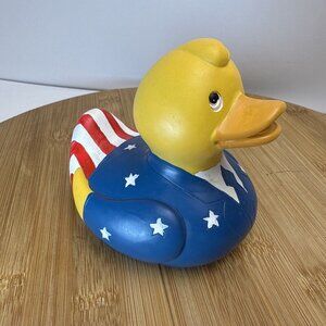 Wood Painted Rubber Ducky-Political Themed American Flag Red White‎ Blue